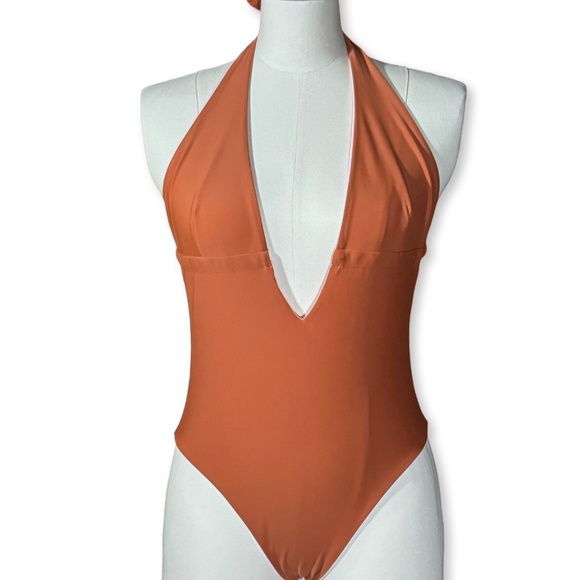 Cynthia Rowley Deep V Reversible Swim Suit - Picture 1 of 6